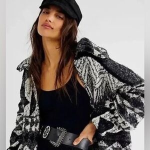 Free People One And Another Cardi Cardigan Sweater Open Front XS Black $228.   1